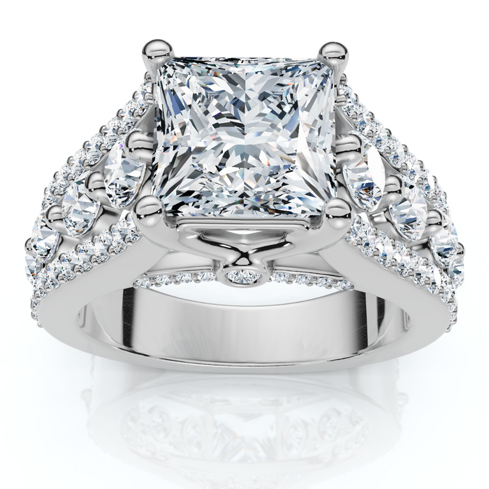 Certified 3.80Ct Princess Cut Diamond Engagement Ring 14k Gold Lab Grown