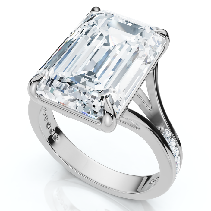 Certified 9.20Ct Emerald Cut Sam Diamond Engagement Ring 14k Gold/Pt Lab Grown