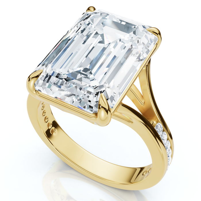 Certified 9.20Ct Emerald Cut Sam Diamond Engagement Ring 14k Gold/Pt Lab Grown