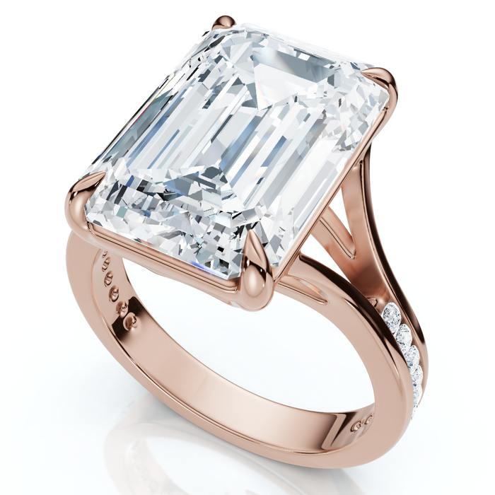 Certified 9.20Ct Emerald Cut Sam Diamond Engagement Ring 14k Gold/Pt Lab Grown