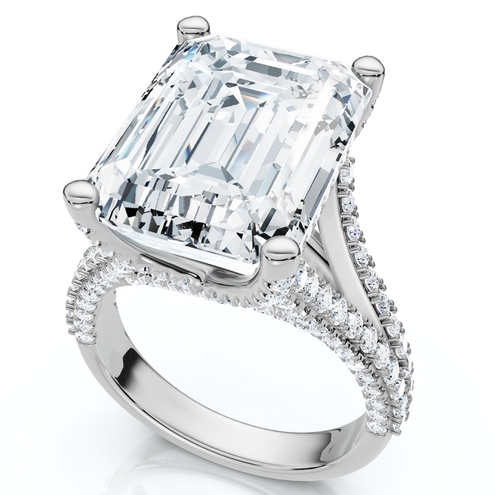 Certified 9.80Ct Aspen Emerald Cut Diamond Engagement Ring 14k Gold Lab Grown