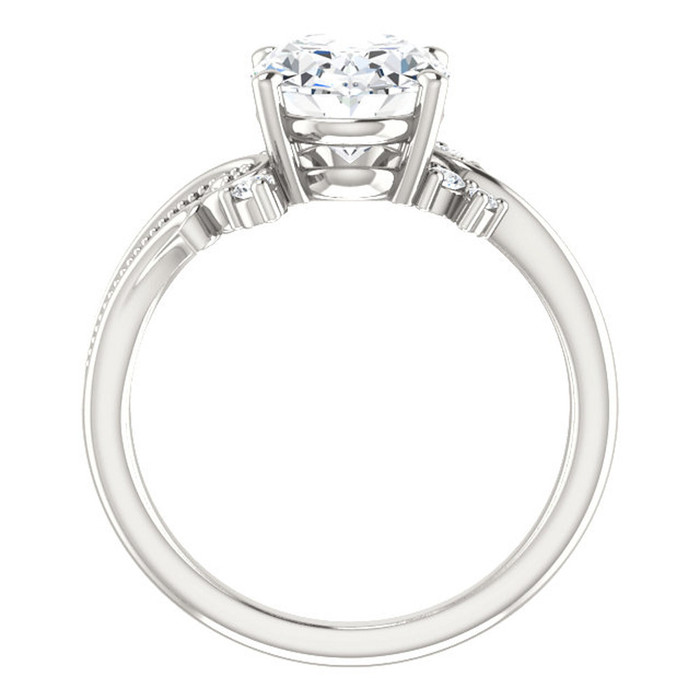 2 1/5 Ct Oval Moissanite & Lab Grown Diamond Engagement Ring 14k White Gold