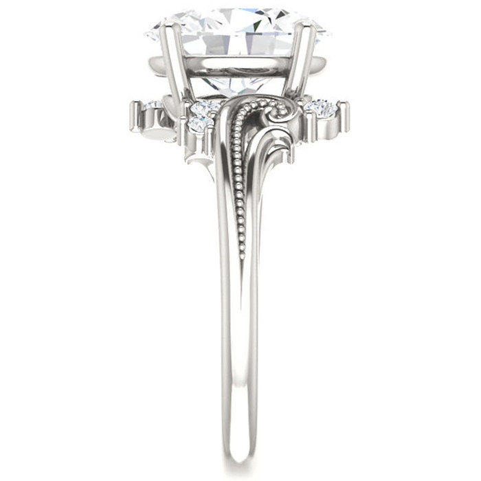 2 1/5 Ct Oval Moissanite & Lab Grown Diamond Engagement Ring 14k White Gold 2 1/5 Ct Oval Moissanite & Lab Grown Diamond Engagement Ring 14k White Gold