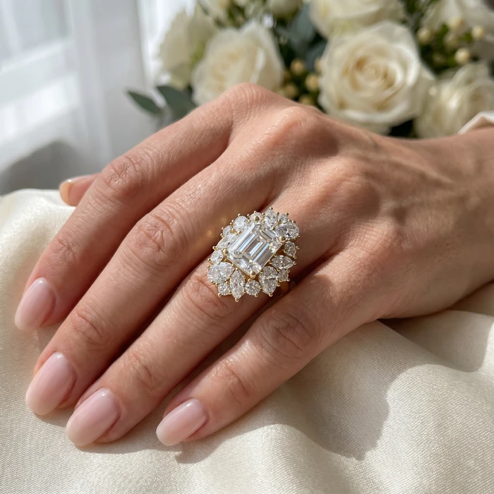 Certified 7Ct High Jewelry Diamond Ring 14k Gold Lab Grown