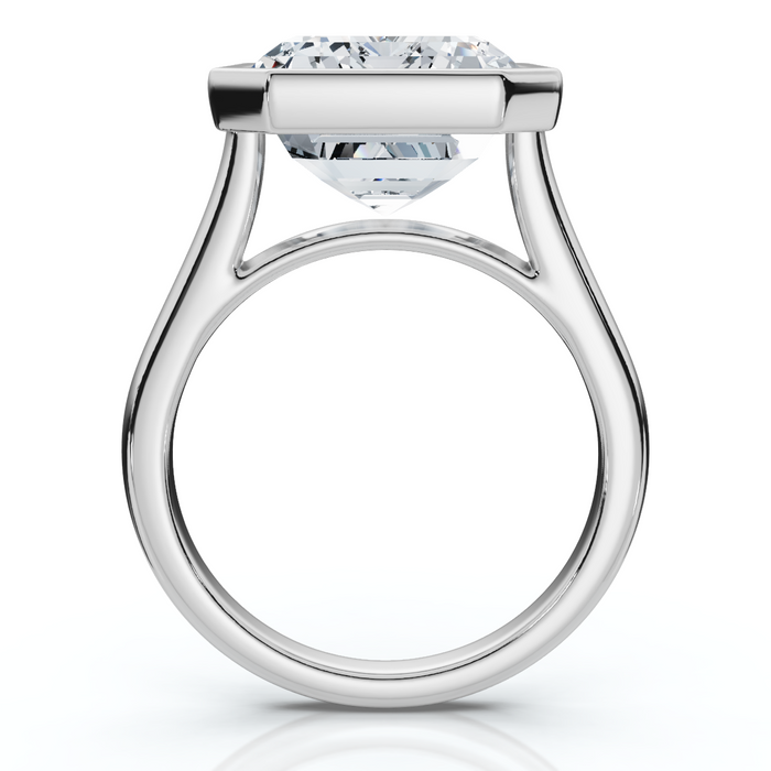 Certified 10 Ct Emerald Cut Bezel Diamond Engagement Ring 14k or Pt Lab Grown