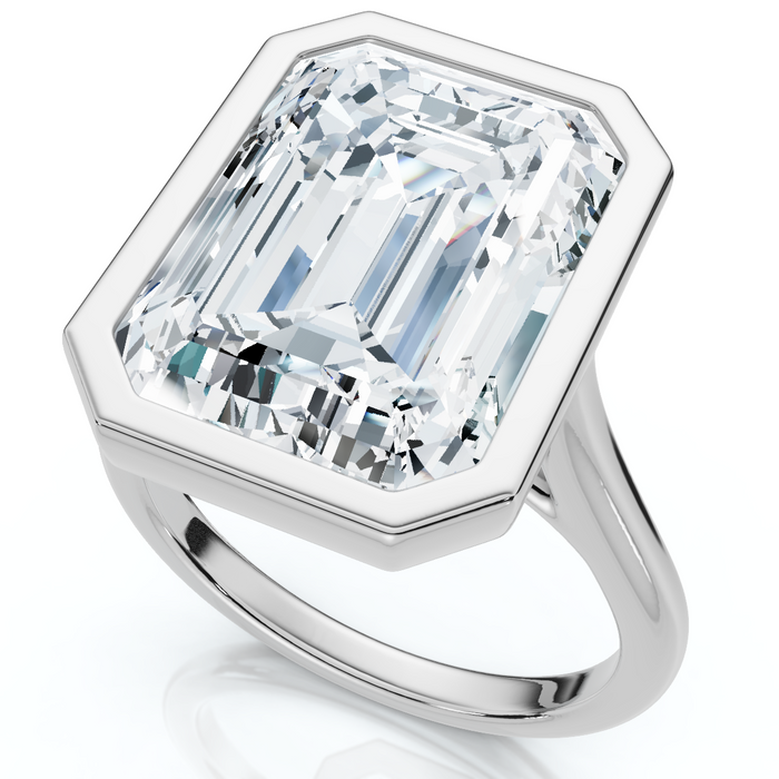Certified 10 Ct Emerald Cut Bezel Diamond Engagement Ring 14k or Pt Lab Grown Certified 10 Ct Emerald Cut Bezel Diamond Engagement Ring 14k or Pt Lab Grown