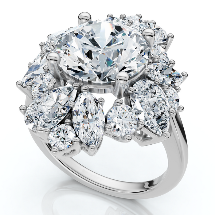 Certified 6.50Ct High Jewelry Diamond Ring 14k Gold Lab Grown