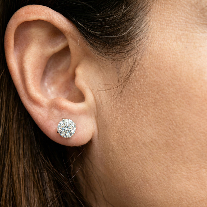 2 1/2Ct T.W. Lab Grown Diamond Screw Back 14k White Gold Studs