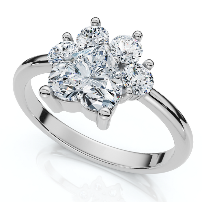 1 1/3Ct Cat Paw Shape Diamond Ring 14k Gold Lab Grown