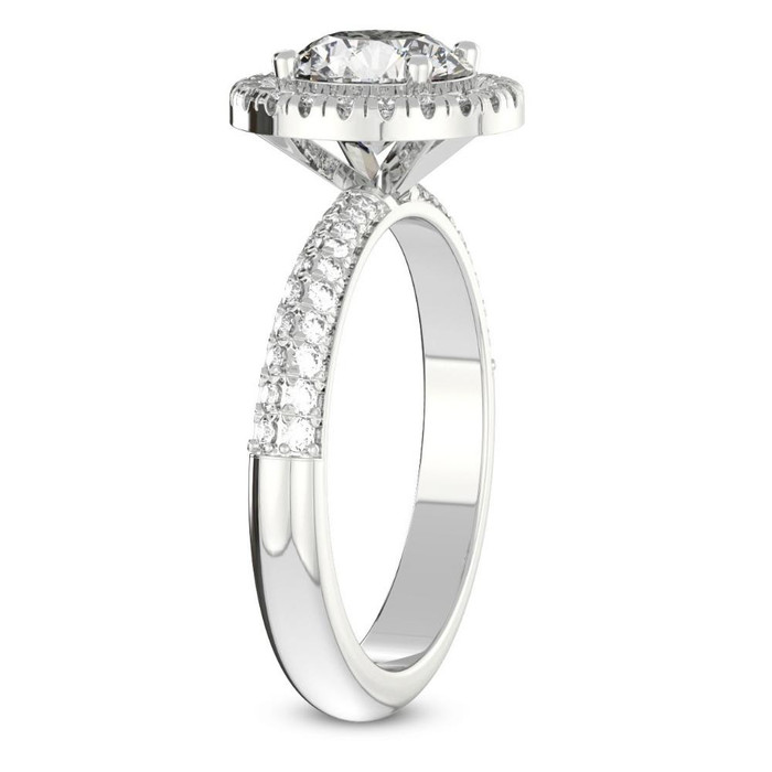 .86Ct Pave Diamond Halo Engagement Ring Lab Grown White, Yellow, or Rose Gold .86Ct Pave Diamond Halo Engagement Ring Lab Grown White, Yellow, or Rose Gold