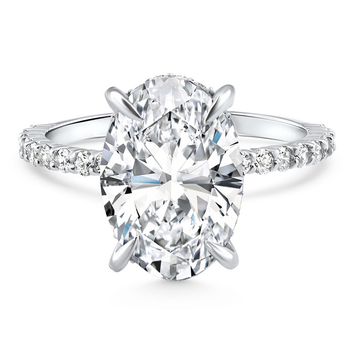 Certified 4.55Ct Oval Diamond Side Halo Engagement Ring 14k White Gold Lab Grown