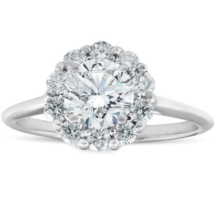 1 1/2 Ct Halo Round Diamond Engagement Ring 14k White Gold Lab Created 1 1/2 Ct Halo Round Diamond Engagement Ring 14k White Gold Lab Created