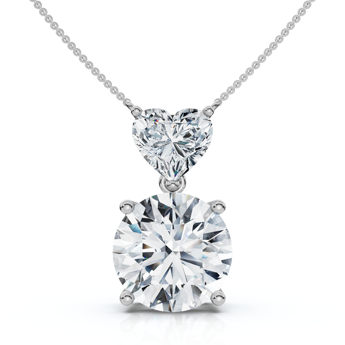 Certified 14Ct Two Stone Diamond Drop Pendant 14k Gold FG/VS Lab Grown