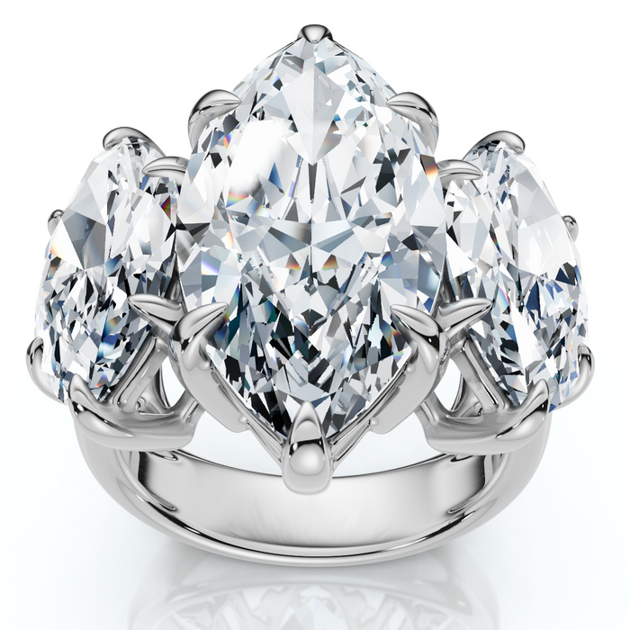Certified 10Ct Marquise Diamond Engagement Ring 3-Stone 14k Gold or Pt Lab Grown