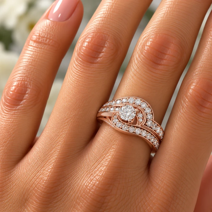 1Ct TW Diamond Engagement Wedding Ring Set 14k or Platinum Gold Lab Grown