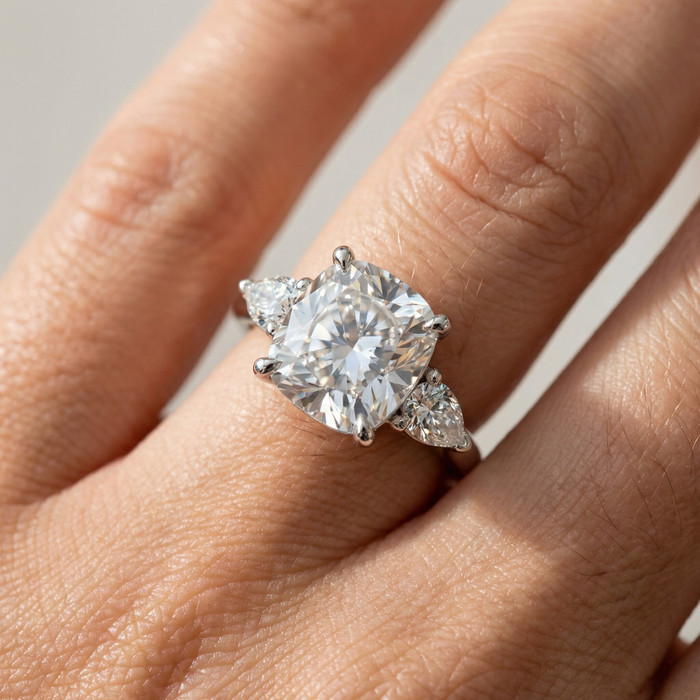 Certified 5 3/4Ct Aria Cushion Diamond Engagement Ring 14k Gold or Pt Lab Grown