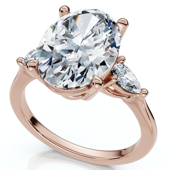 Certified 4 1/3Ct Oval 3-Stone Diamond Engagement Ring Lab Grown