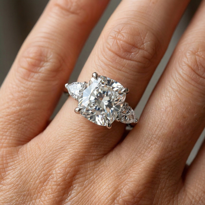 Certified 5 1/2Ct Annie Cushion Diamond Engagement Ring 14k Gold or Pt Lab Grown