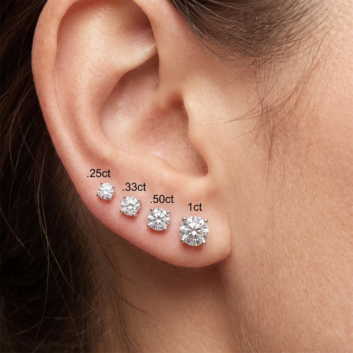 .25 - 1.00Ct Screw Back Diamond Studs Lab Grown Women's Earrings