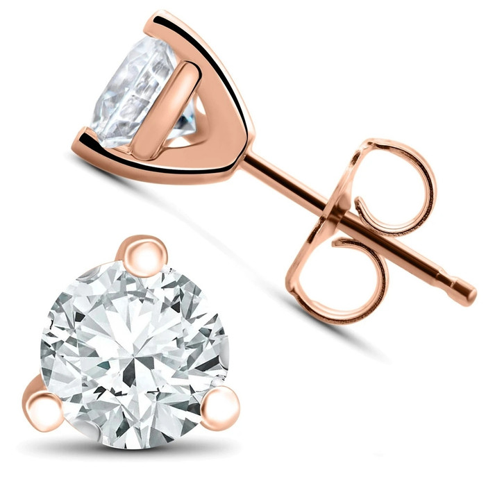 F/SI1 2ct Lab Grown Diamond Martni Studs 14k Gold