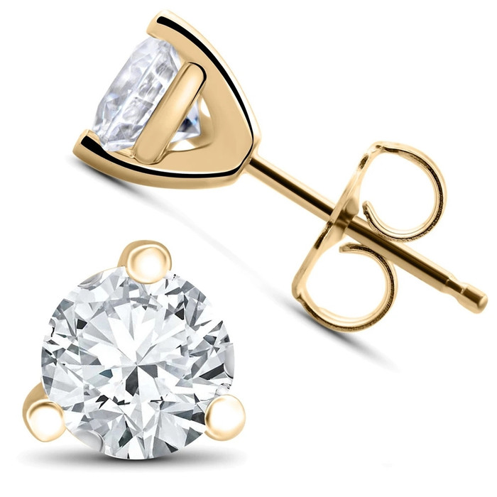 F/SI1 2ct Lab Grown Diamond Martni Studs 14k Gold