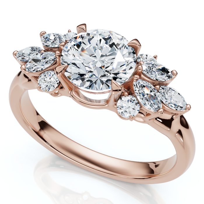 Certified 1 1/4ct Feather Diamond Accent Ring 14k Gold or Platinum Lab Grown