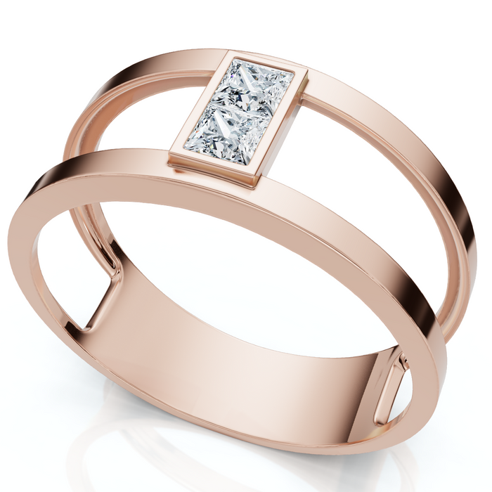 Certified 1/3ct Parallel Band Diamond Engagement Ring 14k Gold or Pt Lab Grown