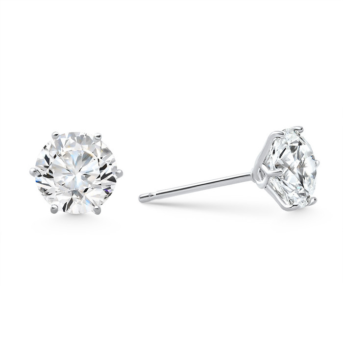 2Ct tw Sylvie Round Thin & Delicate Diamond Studs 14k Gold Lab Grown