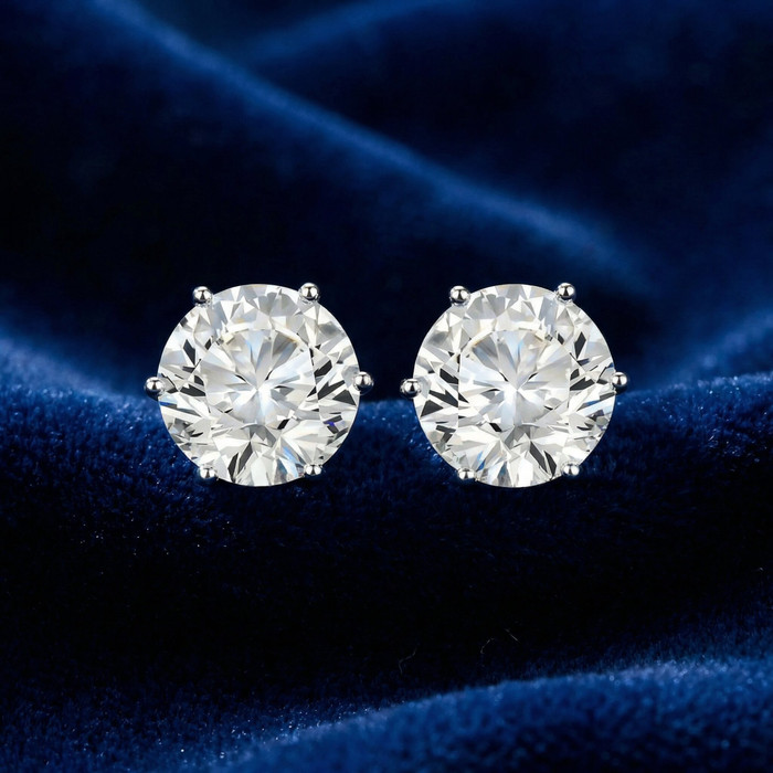 2Ct tw Sylvie Round Thin & Delicate Diamond Studs 14k Gold Lab Grown