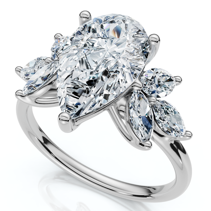 Certified 3.20Ct Rayuka Pear Diamond Engagement Ring 14k Gold or Pt Lab Grown