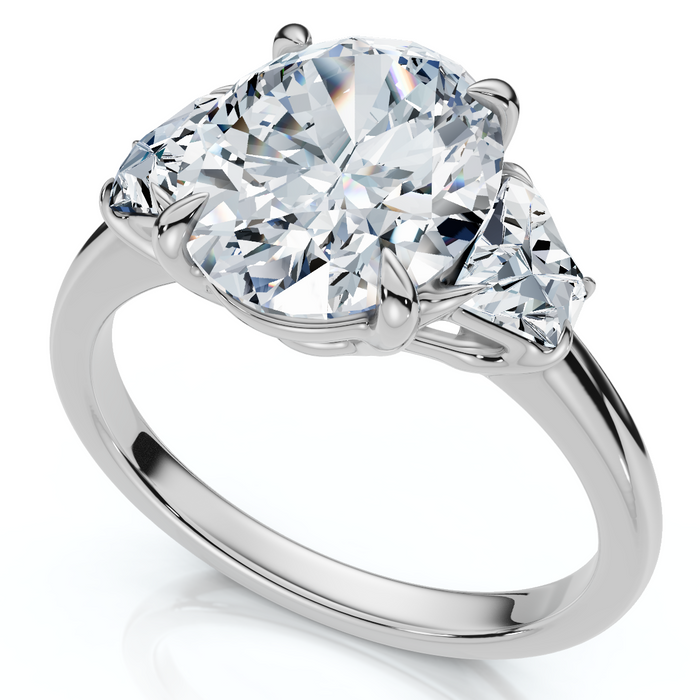 Certified 2.63Ct Oval & Trapezoid Diamond Engagement Ring Lab Grown