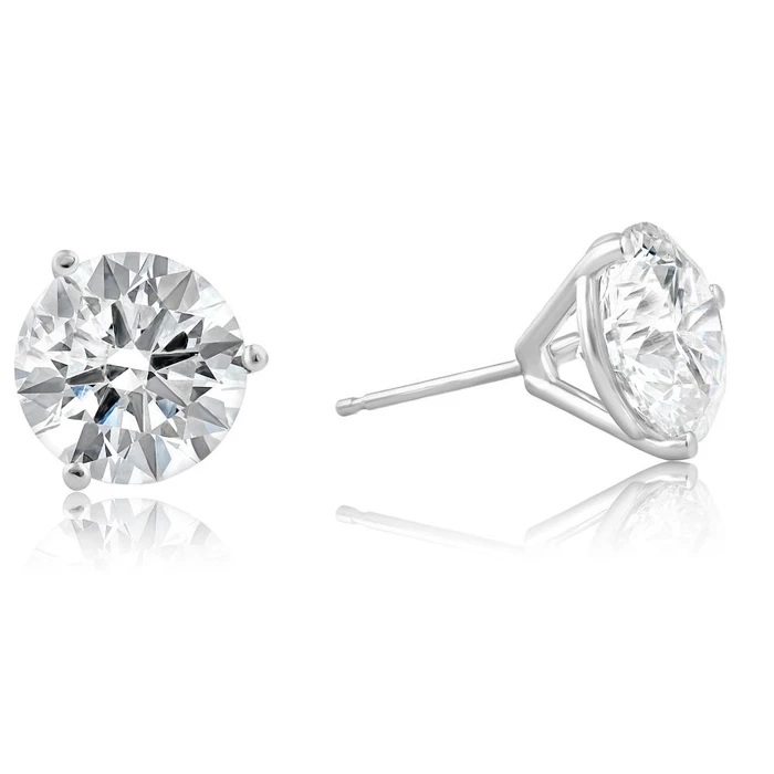 Certified 8 Ct tw 14k White Gold Lab Grown Round-Cut Diamond Martini Studs