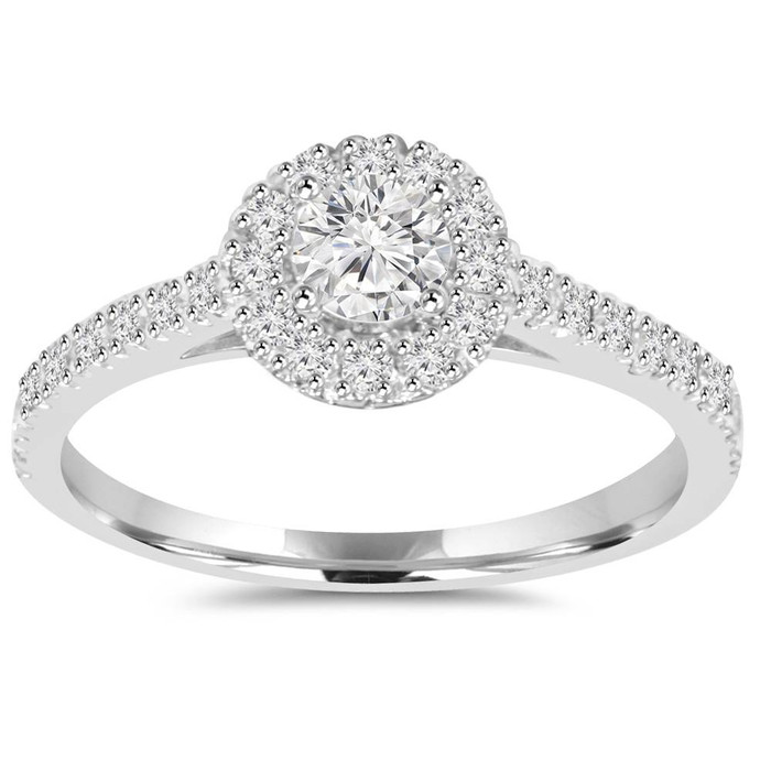 3/4ct Lab Grown Hao Diamond Ring Eco-Friendly 14K White Gold