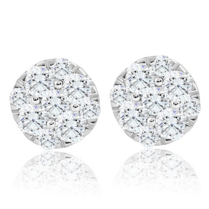 1/2Ct TW Round Cut Diamond Pave Studs Lab Grown 10k Yellow Gold Earrings