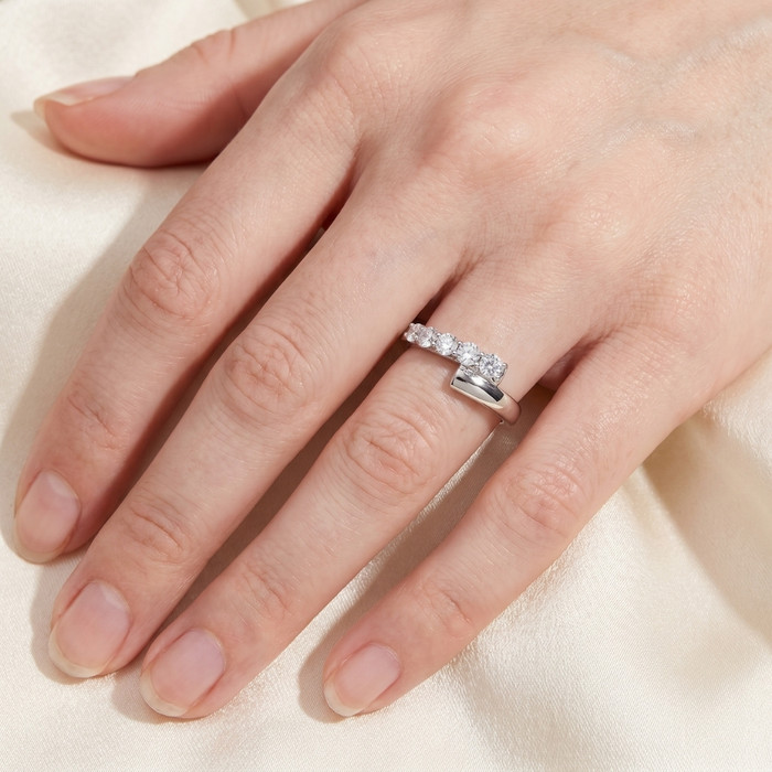 Bypass 3/8Ct Diamond Fashion Anniversary Ring 14k Gold Lab Grown