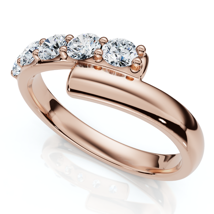 Bypass 3/8Ct Diamond Fashion Anniversary Ring 14k Gold Lab Grown