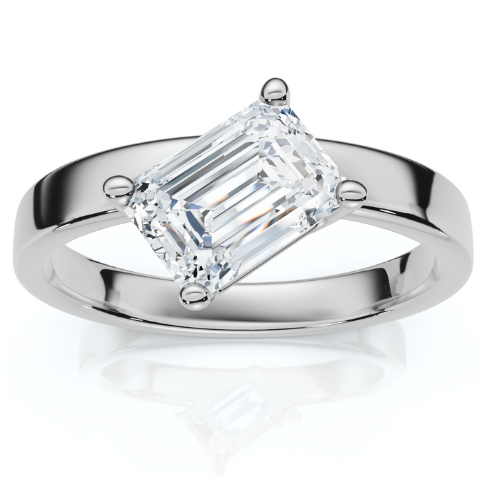 1Ct Tilted Emerald Diamond Ring 14k Gold or Platinum Lab Grown 1Ct Tilted Emerald Diamond Ring 14k Gold or Platinum Lab Grown