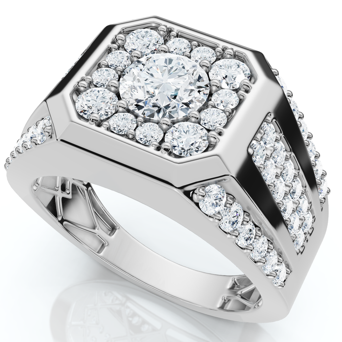 2Ct Men's Diamond Ring 10k Gold Lab Grown