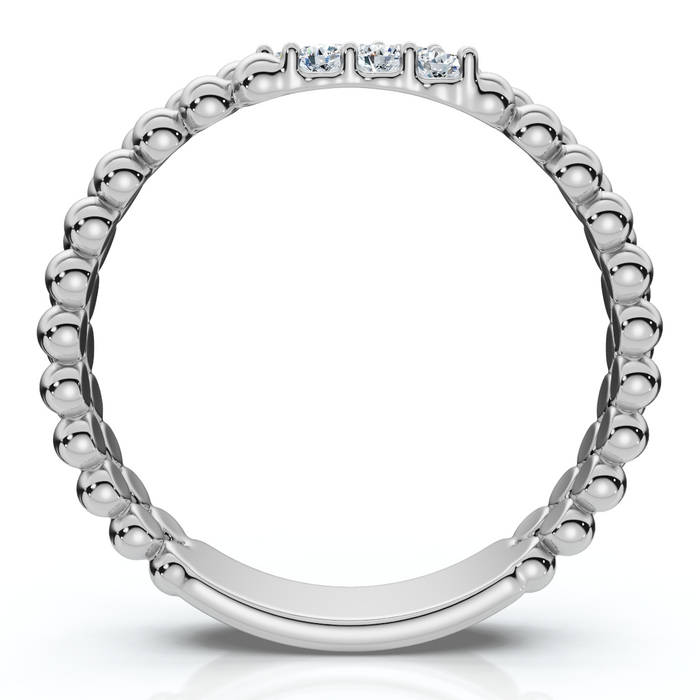 Two Row Beaded Diamond Stackable Ring 14k Gold or Platinum Lab Grown