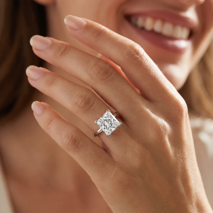 Certified 2 1/2Ct Princess Cut Diamond Engagement Ring 14k Gold or Pt Lab Grown