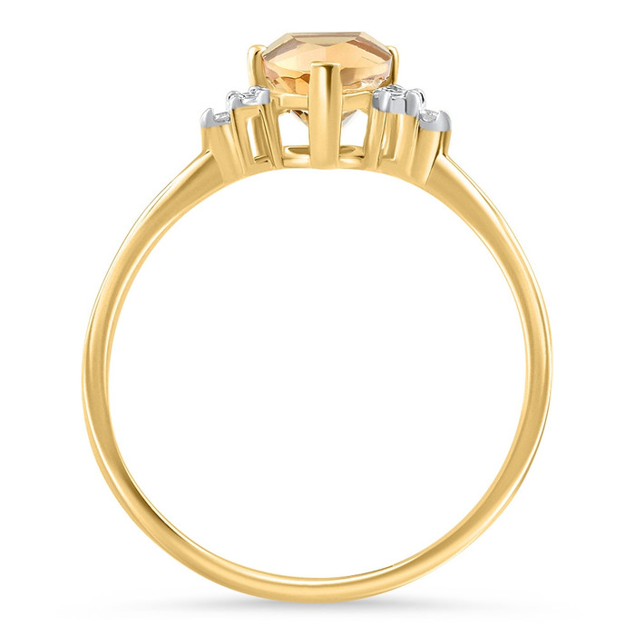 Diamond & Trillion Citrine Yellow Gold Ring