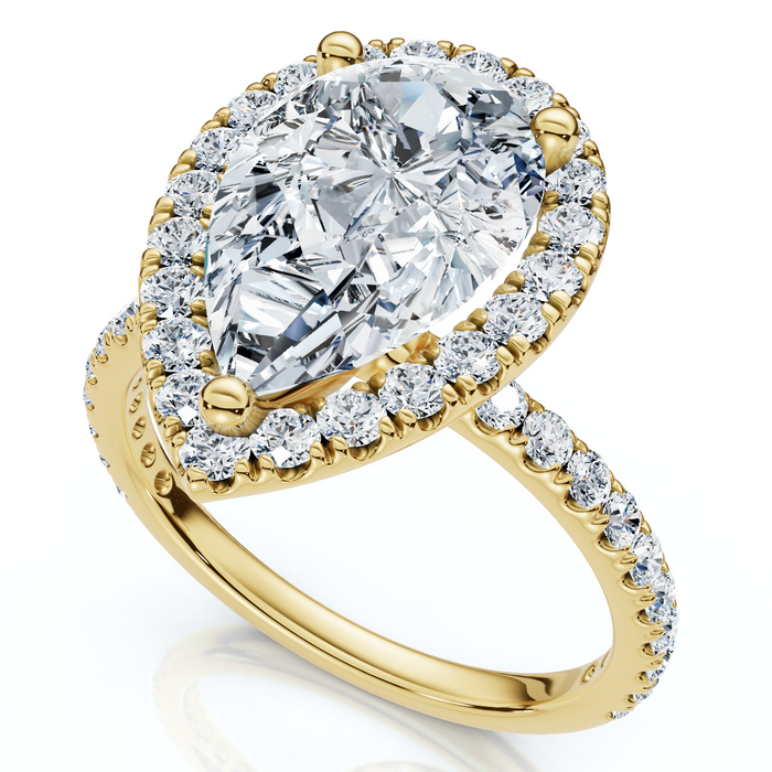 Certified 2 1/3Ct Pear Diamond Engagement Ring Halo 14k Gold or Pt Lab Grown