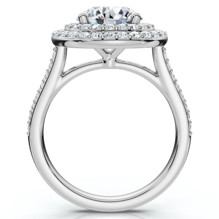 Certified 2 1/2Ct Double Halo Diamond Engagement Ring 14k Gold or Pt Lab Grown