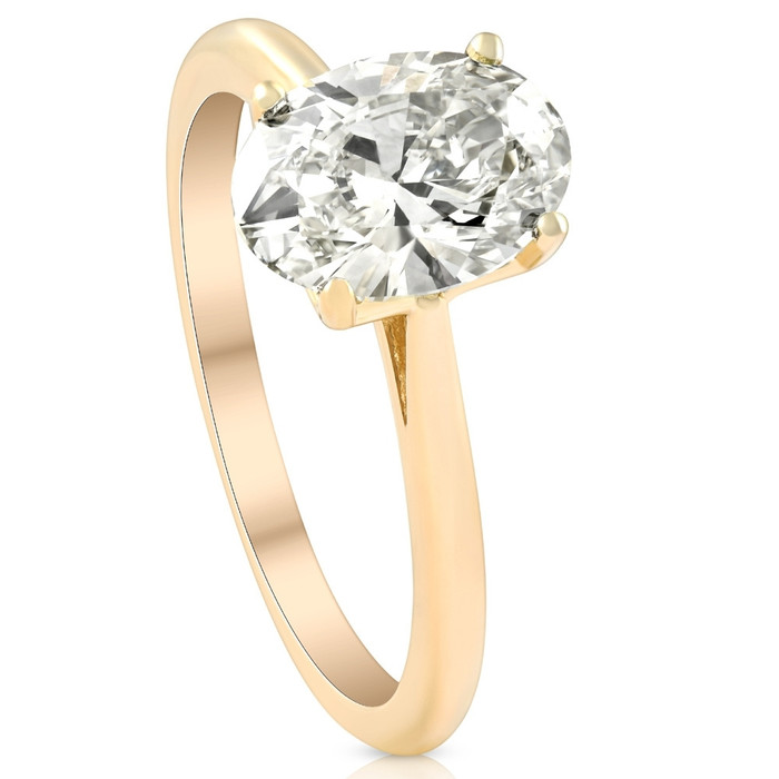 VS 1 3/4Ct Solitaire Oval Diamond 14k Yellow Gold Engagement Ring Lab Grown VS 1 3/4Ct Solitaire Oval Diamond 14k Yellow Gold Engagement Ring Lab Grown