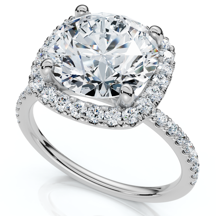 Certified 3 1/2Ct Cushion Halo Diamond Engagement Ring 14k Gold or Pt Lab Grown