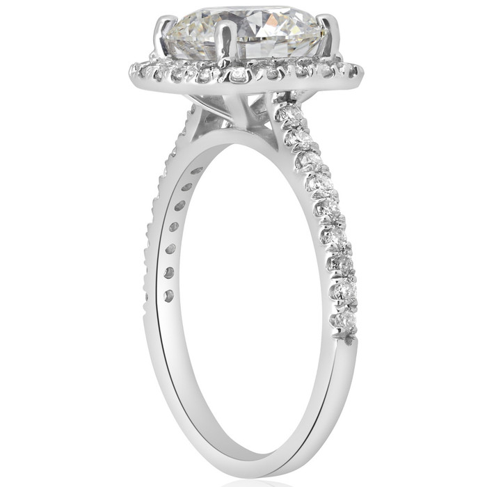 3 1/2Ct Diamond Cushion Halo Engagement Ring 14k White Gold Lab Grown 3 1/2Ct Diamond Cushion Halo Engagement Ring 14k White Gold Lab Grown