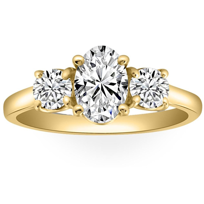 2Ct TWW Oval Lab Grown 3-Stone Diamond Engagement Ring in White or Yellow Gold 2Ct TWW Oval Lab Grown 3-Stone Diamond Engagement Ring in White or Yellow Gold