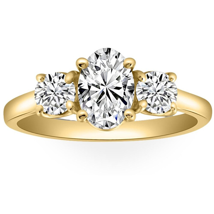 2Ct TWW Oval Lab Grown 3-Stone Diamond Engagement Ring in White or Yellow Gold 2Ct TWW Oval Lab Grown 3-Stone Diamond Engagement Ring in White or Yellow Gold