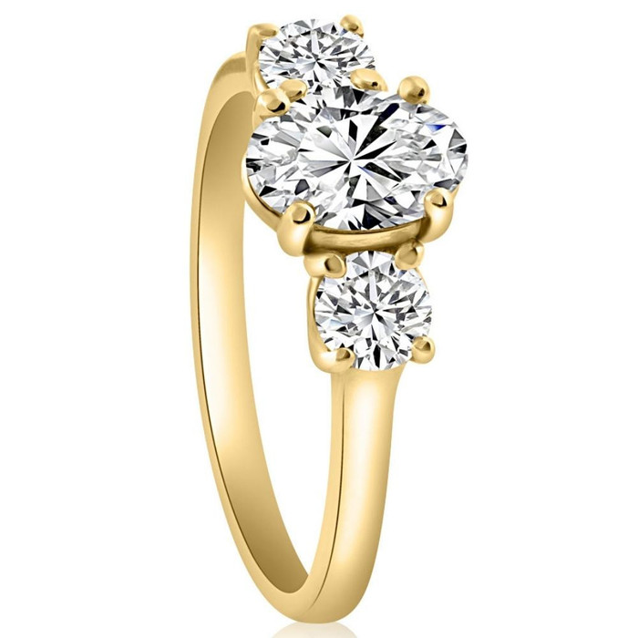 2Ct TWW Oval Lab Grown 3-Stone Diamond Engagement Ring in White or Yellow Gold 2Ct TWW Oval Lab Grown 3-Stone Diamond Engagement Ring in White or Yellow Gold
