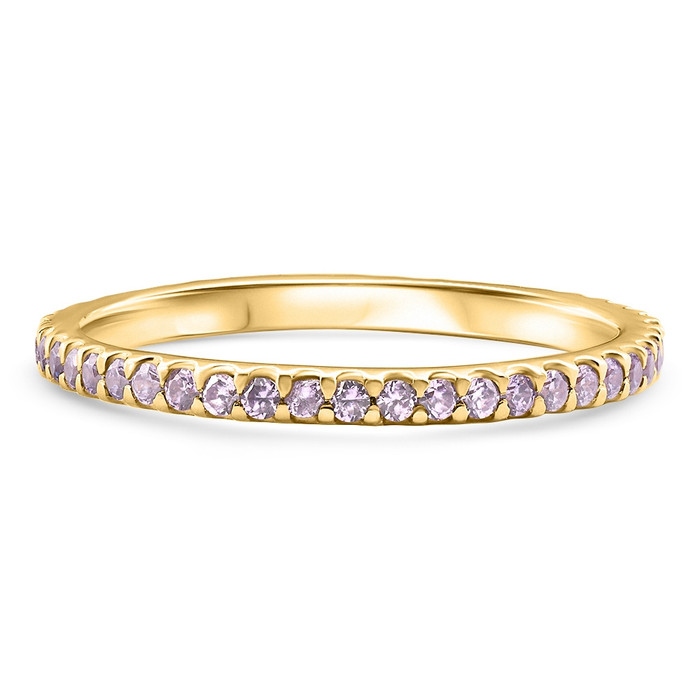 3/4Ct Genuine Amethyst Eternity Ring Stackable Band 14k Yellow Gold